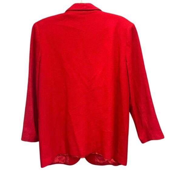 Vintage Red Wool Oversized Blazer Classic Preppy Clean Girl Off Duty Model - Picture 4 of 11